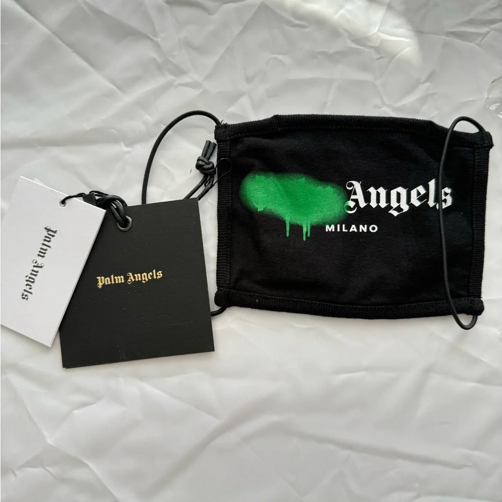 Palm Angels Black Mask with Green Accent